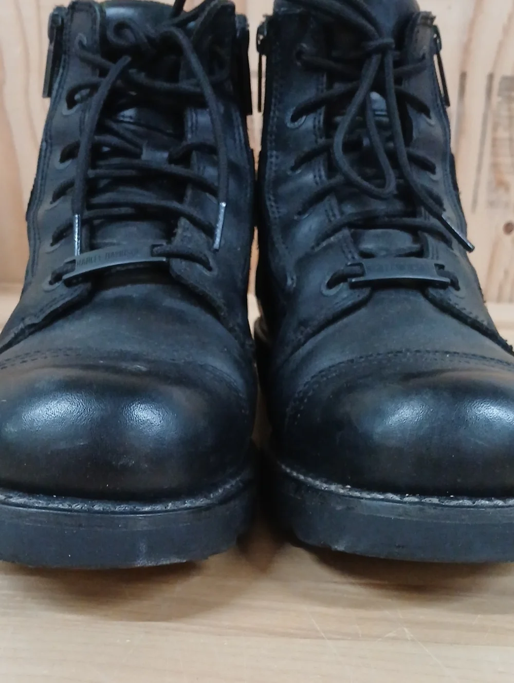 Harley-Davidson Black Lace-Up Side-Zip Work Boots Size 12